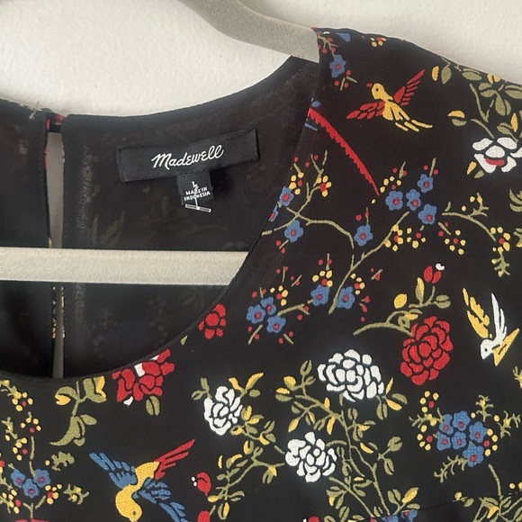 Madewell Sheer-Sleeve Ruffle Peplum Top in Finch Floral - Picture 8 of 11